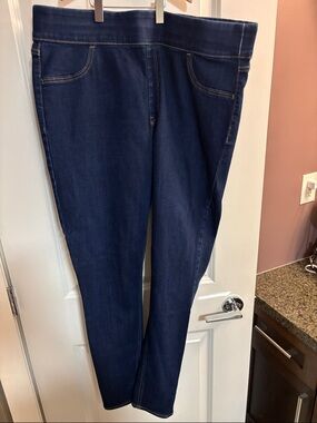 Old Navy Dark Blue Mid-Rise Jeggings with Gold Stitching